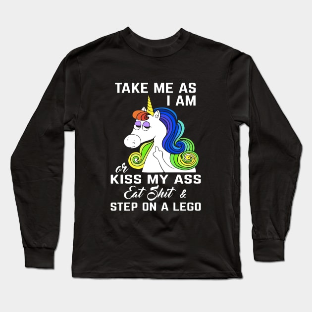 Take Me As I Am Unicorn Meme T Shirts Long Sleeve T-Shirt by huepham613